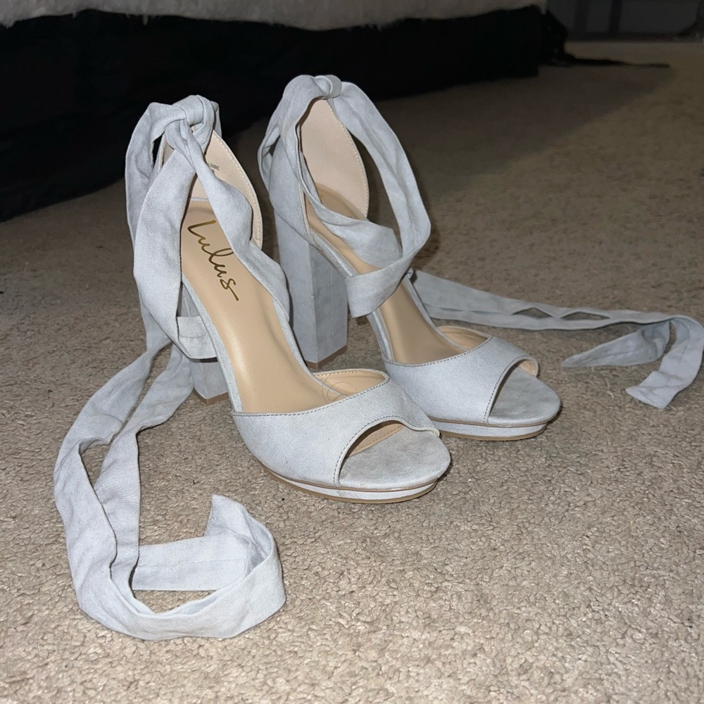 Lulu’s Wrap Grey Suede Heels
